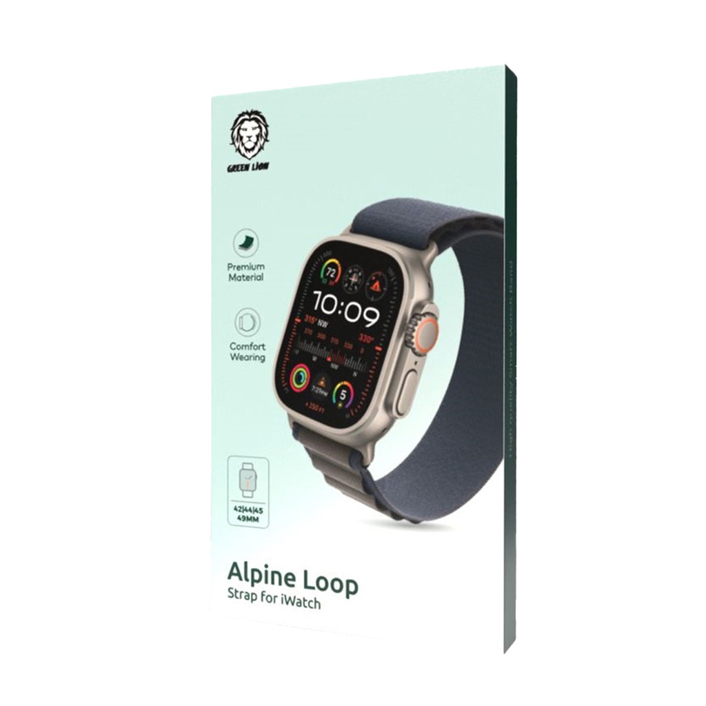 Green Lion Alpine Loop Strap for iWatch 42/44/45/49MM GNALWBGN Nylon and Steel strap 