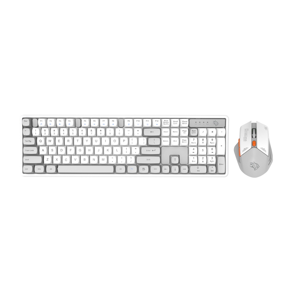 Porodo Gaming Wireless Keyboard Mouse Set 2.4GHz 1600 DPI PDX225 Plug and Play Arabic Keys PDX225-WHA