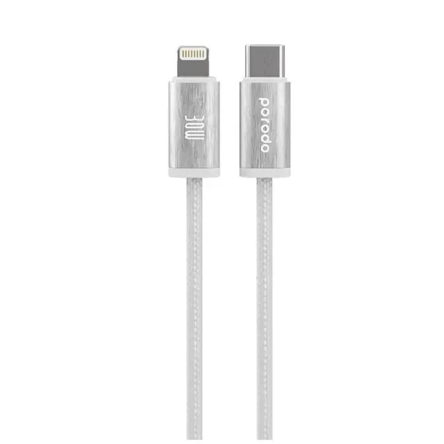 Porodo Woven Braided USB Type-C to Lightning Cable 4ft 1.2M PD 30W PD-W30LC1-WH 480mbps 