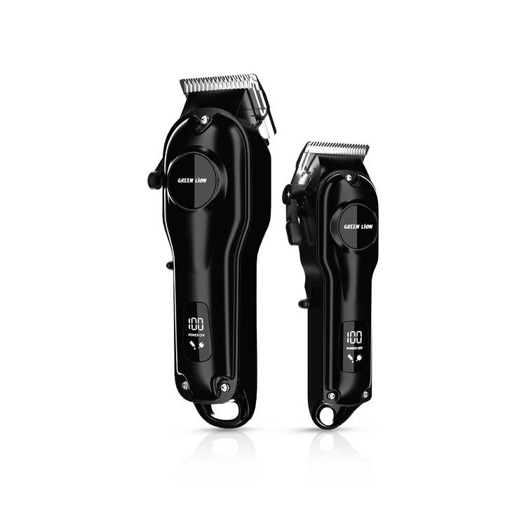 Green Lion ProClip Duo 7-in-1 Hair Trimmer with LED Digital Display, Ergonomics & Low Noise Design, Type-C Charging Port, 150 Minutes Big Clipper Operating Time, 120 Minutes Small Clipper Operating Time, Metallic Surface - Black  GNPDUOTMRBK