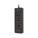 Porodo Blue FWC033 6 AC-Dual Switch Power strip Universal Sockets 3000w 3M 9.8FT 2 USB Output 4 USB-A Output PB-FWCH033-BK