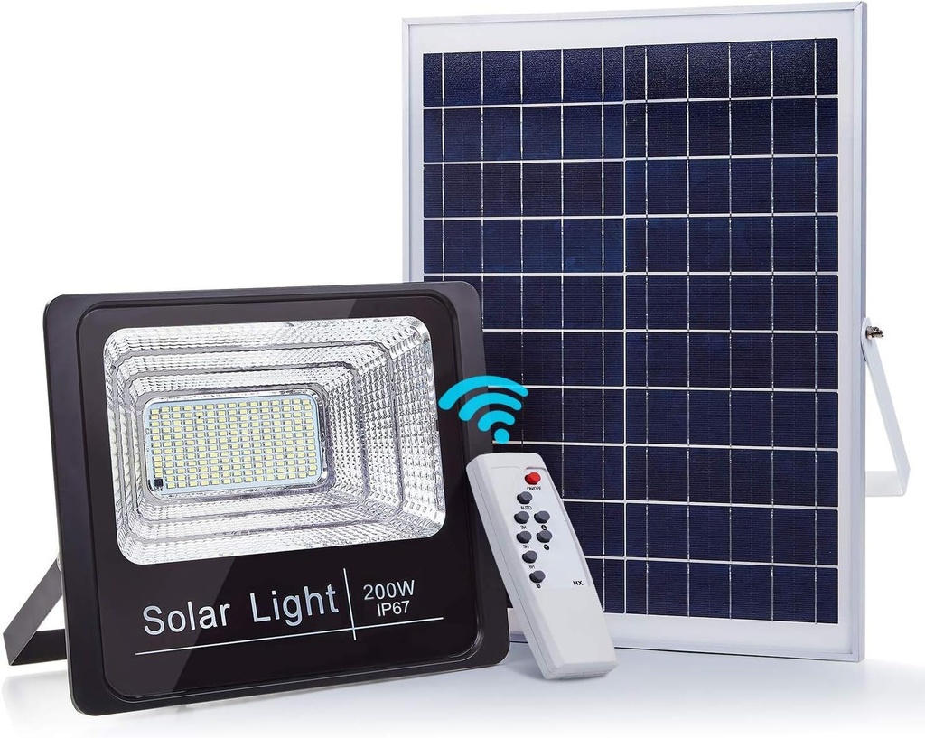 LUCID Solar Flood Light LED-SSXF 200W IP66 Battery capacity 3.2v 15000mAh Chip: 120 LM/W 6500k color temperature 