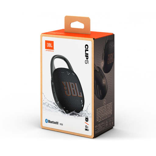 JBL Clip 5 - Ultra Portable, Waterproof & Dustproof Bluetooth Speaker, Big Pro Sound with punchy bass, Integrated carabiner, Up to 12 Hours of Play