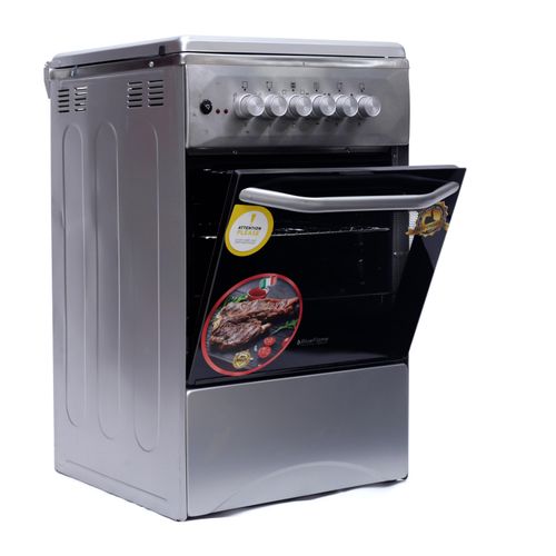 Blueflame Blue Flame C5022E-I - 1 Electric & 3 Gas Cooker & Electric Oven 50*50 Gas Oven & Grill, Auto Ignition, Rotisserie, Oven Lamp, Timer, Thermostat – Inox Silver Color