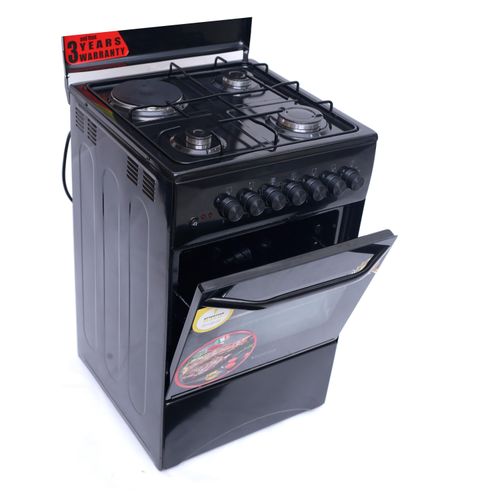 Blueflame Blue Flame C5022E-I - 2 Electric & 2 Gas Cooker & Electric Oven 50*50 Gas Oven & Grill, Auto Ignition, Rotisserie, Oven Lamp, Timer, Thermostat – Inox Black Color