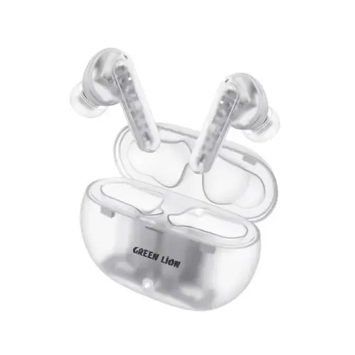 Green Lion Transparent Pro 2 Wireless Earbuds - White ANC BT5.3 7Hours Hands-Free calls IPX4 400MAH GNTRAP2EARTR