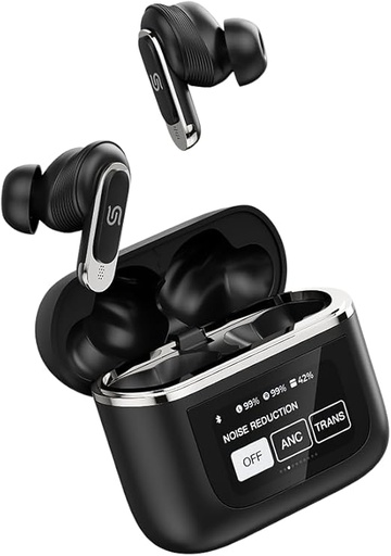 Porodo Soundtec Guide ANC TWS Earbuds with Touch Display, 6 Hours Playtime, Type-C Charging Case, Black PD-STGUIDE-BK