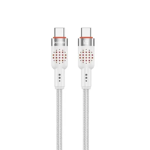 Porodo USB-C TO USB-C Aluminum Braided Cable CBL009 4FT 1.2M PD30W Data and Fast Charge than 15000 Bends Life Span, Tangle Free - Black PD-CBL0009-WH 480mbps 