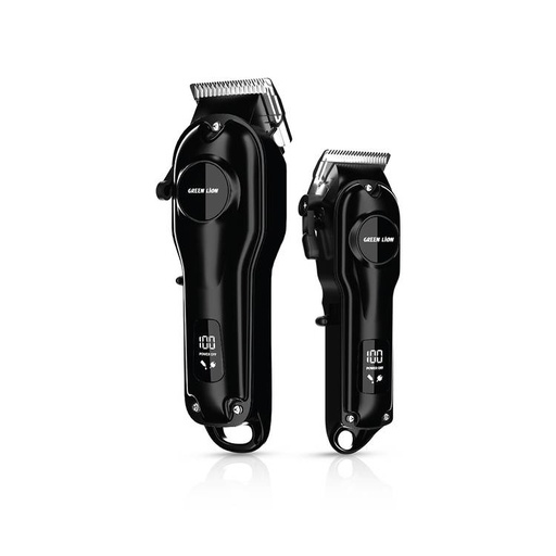 Green Lion ProClip Duo 7-in-1 Hair Trimmer with LED Digital Display, Ergonomics & Low Noise Design, Type-C Charging Port, 150 Minutes Big Clipper Operating Time, 120 Minutes Small Clipper Operating Time, Metallic Surface - Black  GNPDUOTMRBK