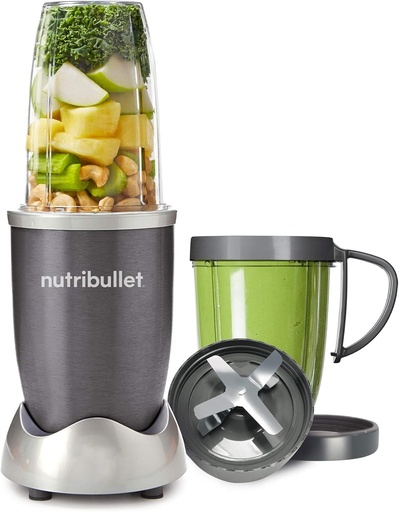 Magic Bullet NutriBullet Powerful 600 Watt Motor 12 Piece Set Super Food Nutrition Extractor- Grey